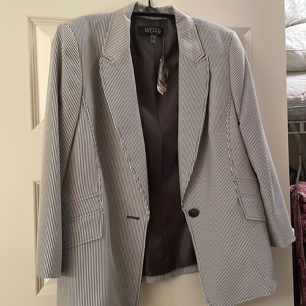 Grey & white pinstripe blazer - NWT!